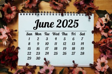 Planlama ve yönetim için yıllık Haziran 2025 masa takvimi
