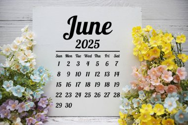 Planlama ve yönetim için yıllık Haziran 2025 masa takvimi