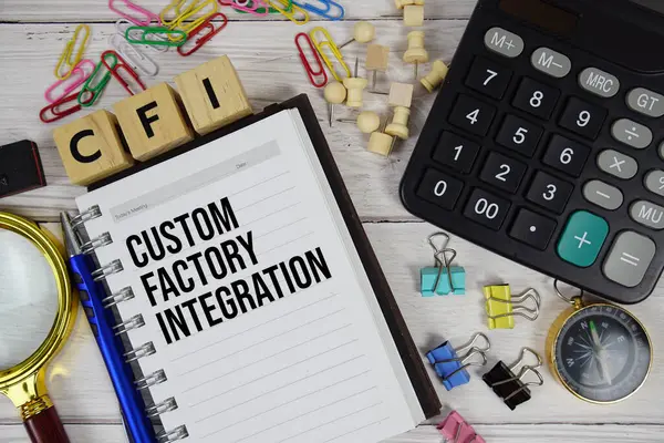 CFI - Not defteri, İş ve Finans Konseptinde Özel Fabrika Entegrasyonu kısaltması