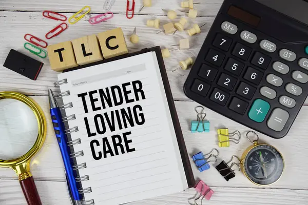 TLC - Not defteri, iş ve finansal konsept geçmişinde ihale sevgisi kısaltması