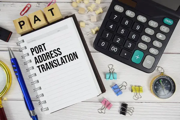 PAT - Port Adres Çeviri kısaltması not defterinde, iş konsepti arka planı
