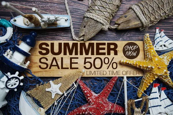 Yaz Satışı% 50 indirimli Promosyon İndirimli Alışveriş Konsepti