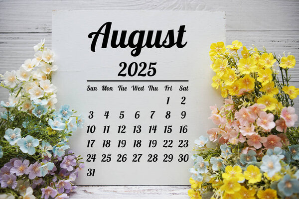 August 2025 annual monthly desk calendar for planning and management