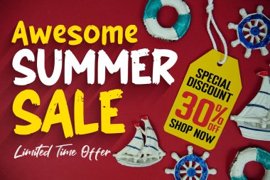 Yaz Satışı% 30 Promosyon Teklif İndirim Perakende Alışveriş Konsepti