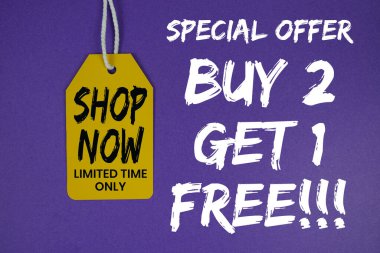 2 alana 1 bedava!! Mor arkaplanda pric etiketli özel teklif