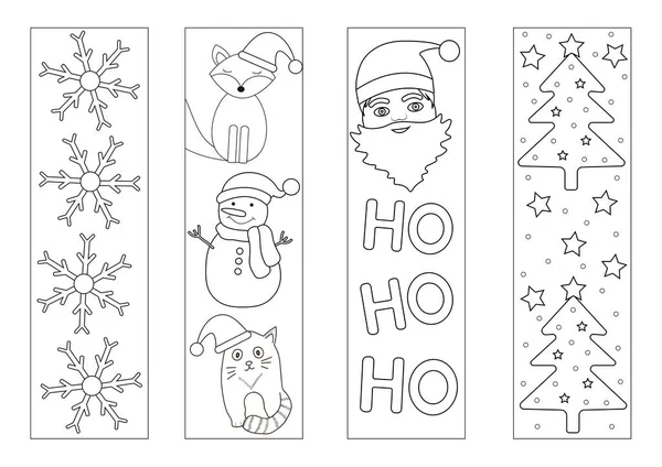 Noël Vacances Hiver Coloriage Signets Activité Pour Enfants Illustration Vectorielle — Image vectorielle