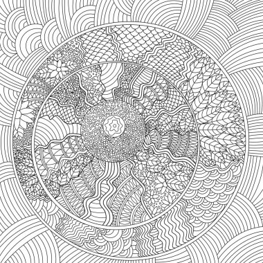 Yetişkinler için soyut boyama kitabı sayfası. Zen-karmaşıklık biçimi.