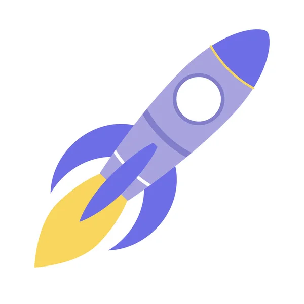 Roket gemisi beyaz arka planda izole edildi. Düz vektör illüstrasyonu, logo, simge.