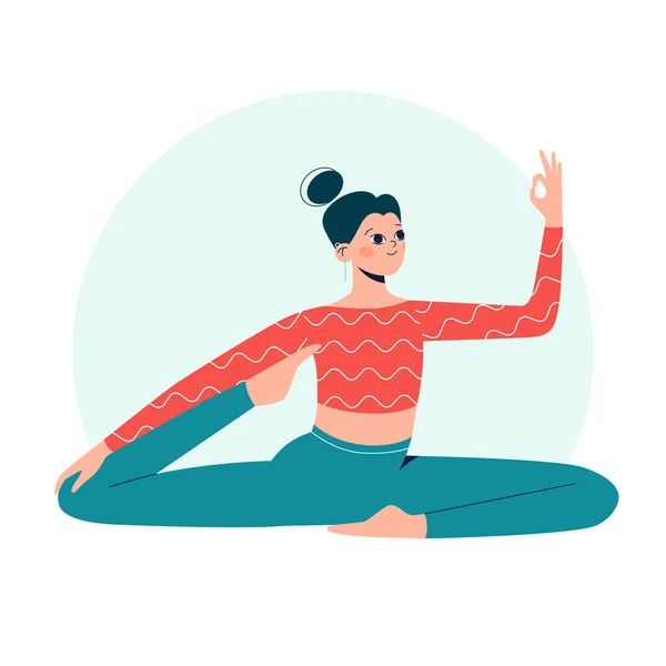 Woman Doing Yoga Pose Concept Illustration Yoga Pilates Healthy Lifestyle — Stock Vector