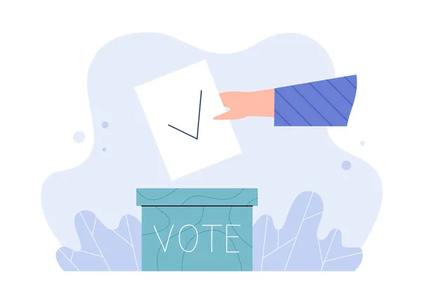 Concept Election Voting Democracy Hand Voter Throwing Paper Check Mark — Stockvector