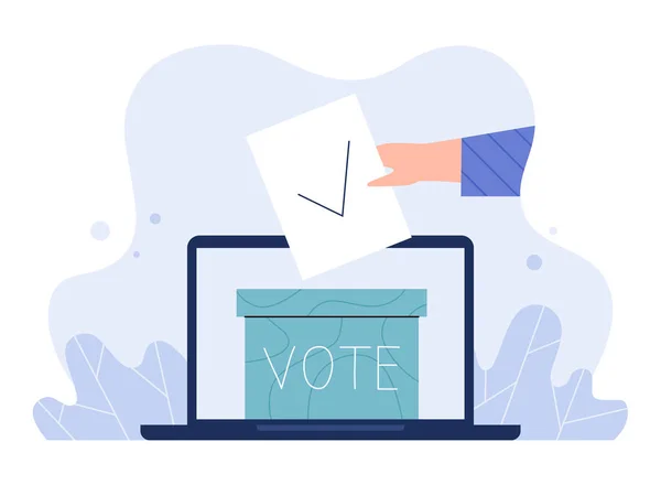 Online Voting Survey Poll Concept Hand Puts Ballot Election Box Stock Illustration
