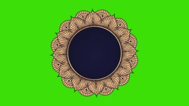 Ramazan, Kurban Bayramı, Müslüman, Arap İslami doğu tarzı Mandala Çerçeve Yeşil Ekran Canlandırması. Mandala Alfa Kanalı elementi. Soyut Altın Mandala Çerçeve 4k video görüntüsü. Mandala Yeşil Ekran Alfa Kanalı.