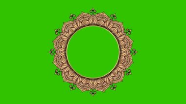 Ramazan, Kurban Bayramı, Müslüman, Arap İslami doğu tarzı Mandala Çerçeve Yeşil Ekran Canlandırması. Mandala Alfa Kanalı elementi. Soyut Altın Mandala Çerçeve 4k video görüntüsü. Mandala Yeşil Ekran Alfa Kanalı.