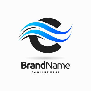 Hava akışı şekilli C harfi logosu kombinasyon konsepti