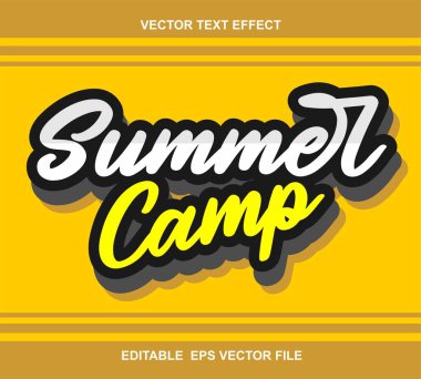 Yaz kampı tipografi posteri. Yaz tasarımınız için vektör illüstrasyonu.