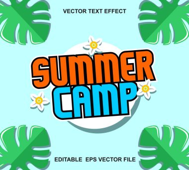 Yaz kampı tipografi posteri. Yaz tasarımınız için vektör illüstrasyonu.