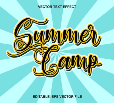 Yaz kampı tipografi posteri. Yaz tasarımınız için vektör illüstrasyonu.