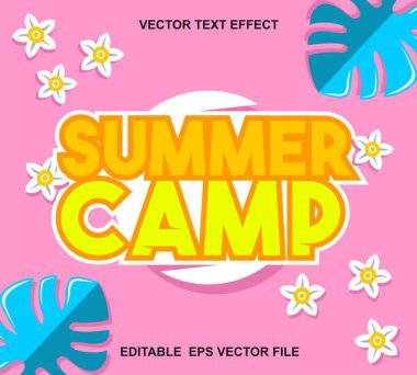 Yaz kampı tipografi posteri. Yaz tasarımınız için vektör illüstrasyonu.