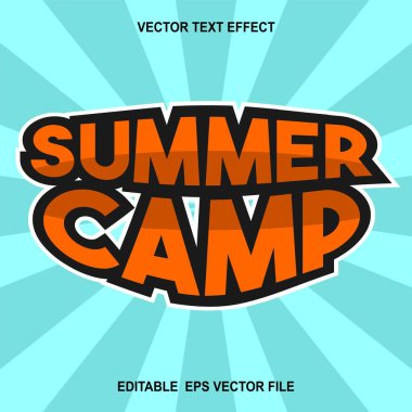 Yaz kampı tipografi posteri. Yaz tasarımınız için vektör illüstrasyonu.