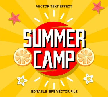 Yaz kampı tipografi posteri. Yaz tasarımınız için vektör illüstrasyonu.