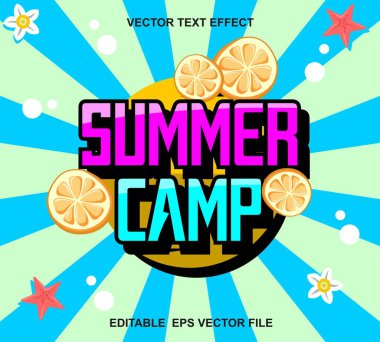 Yaz kampı tipografi posteri. Yaz tasarımınız için vektör illüstrasyonu.