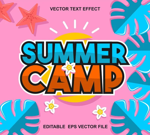 Yaz kampı tipografi posteri. Yaz tasarımınız için vektör illüstrasyonu.