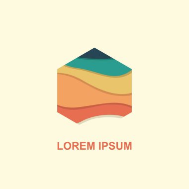 Altıgen logo tasarım şablonu. Renkli soyut vektör simgesi.