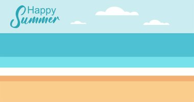 Düz bir arka planda deniz dalgalarının vektör çizimi. Yaz afişi şablonu.