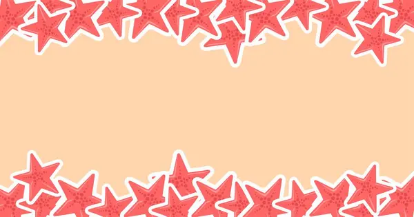 Bej arka planda pembe yıldızlı yıldız çerçevesi. yaz arkaplan çizimi.