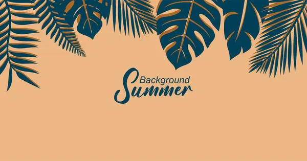 Palmiye ağaçları ve tropik yapraklarla yaz tatili geçmişi. 10 vektör çizimi.