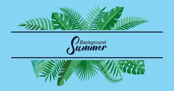 Tropikal yapraklı bir pankart. Yaz konsepti. vektör illüstrasyonu
