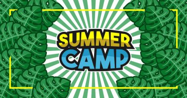 yazlık kamp vektör illüstrasyonu yazı ve harflerle