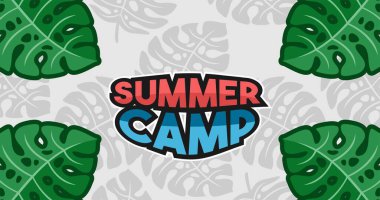 Yeşil yapraklı ve çiçekli yaz kampı