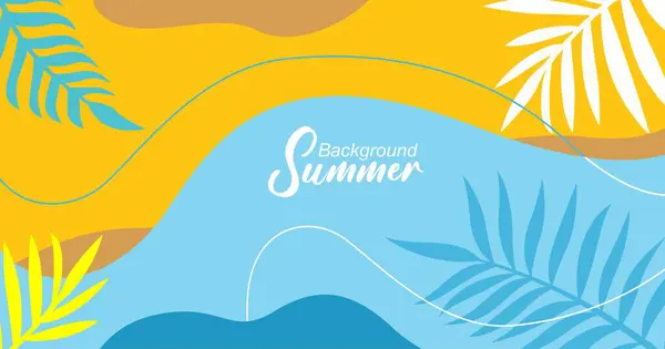 Tropikal yapraklı yaz arkaplanı. Düz moda vektör illüstrasyonuName.