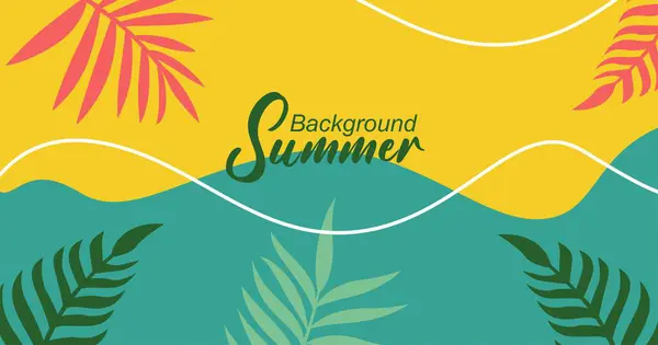 Tropikal yapraklı yaz arkaplanı. Düz moda vektör illüstrasyonuName.
