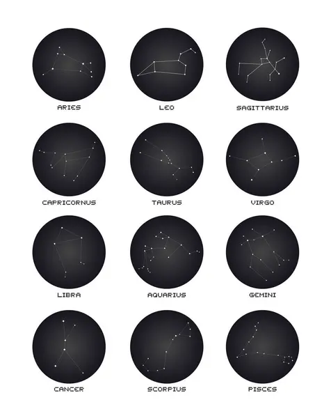 Creative Design All Zodiac Constellations — Stock Vector