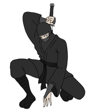 Ninja savaşçı illüstrasyonunun yaratıcı tasarımı