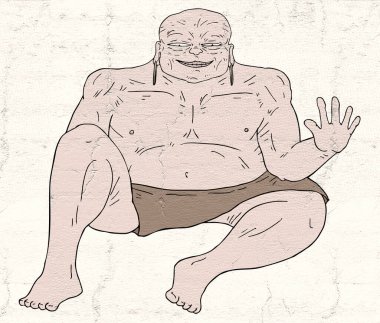 Şişman adamın güzel resmi.