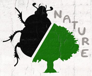 Böcek ve ağaç simgesinin güzel bir görüntüsü.