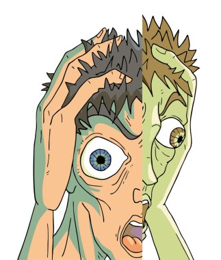 Şizofreni erkek ifadesinin yaratıcı tasarımı