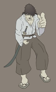 Vintage samuray çiziminin yaratıcı tasarımı