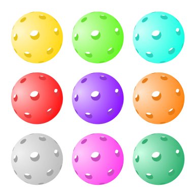 Dokuz adet Pickleball topunun yaratıcı tasarımı