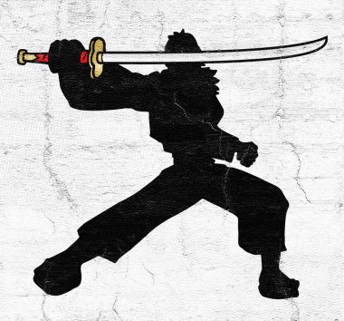 Kılıç samurayının güzel bir görüntüsü.