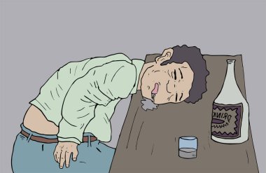 Bar illüstrasyonunda sarhoşluğun güzel tasarımı.