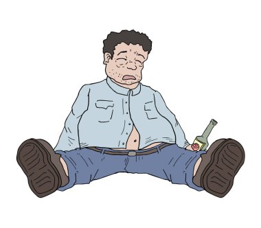 Sarhoş adam illüstrasyonunun güzel tasarımı.