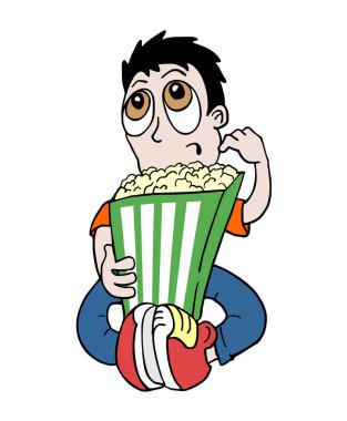 Patlamış mısır yiyen çocuğun yaratıcı tasarımı