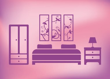 Creative design of bedroom icon design clipart