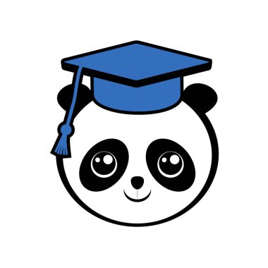 Komik panda öğrenci çiziminin yaratıcı tasarımı