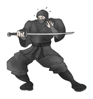 Siyah ninja çiziminin yaratıcı tasarımı