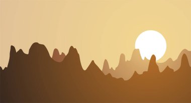 Sunset dağ sahnesinin yaratıcı tasarımı
